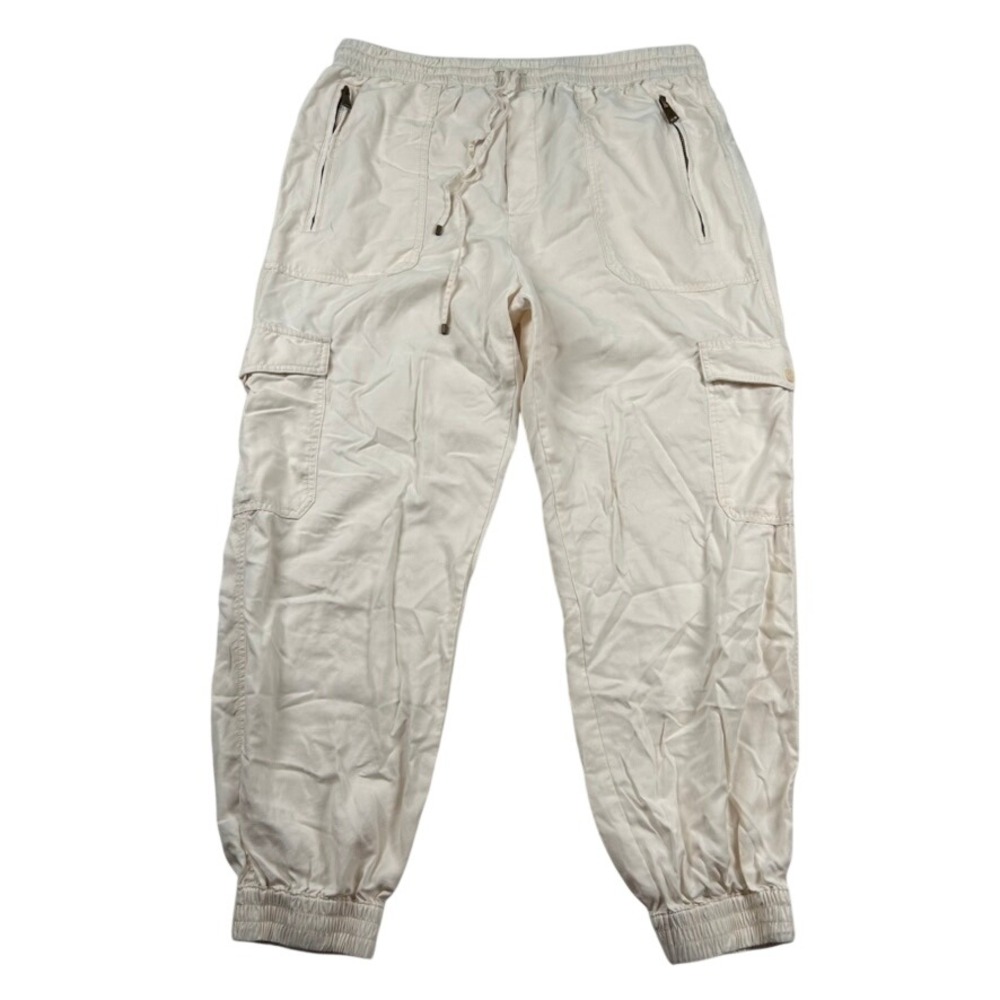 Lauren Ralph Lauren Pants Womens 14 Joggers Lyocell Linen Cargo Off White Cream